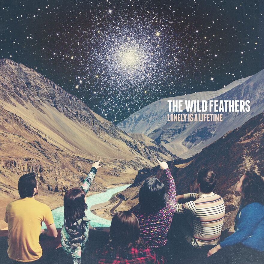 Album cover: Lonely Is a Lifetime, figures on a ridge looking toward a bright star over mountains