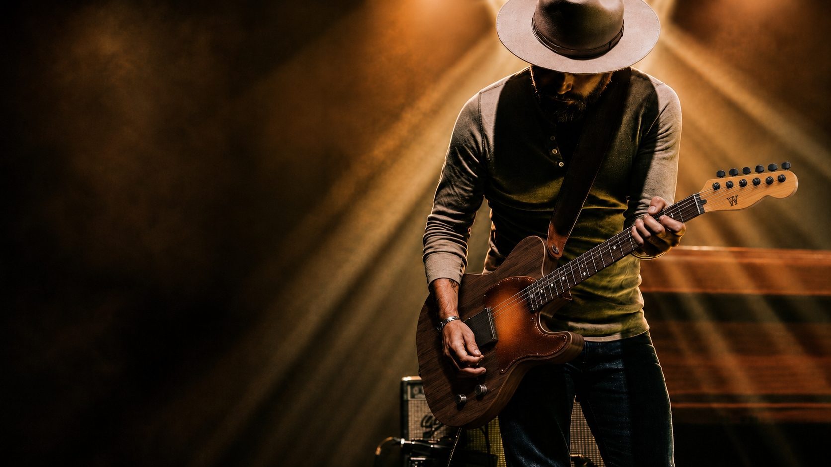 Preston Wimberly playing electric guitar onstage